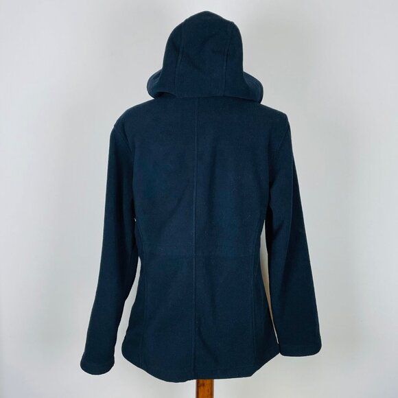 Tommy Hilfiger Fleece Jacket Sz M Hooded Zip Front Nautical Preppy Beach Neutral - Picture 4 of 8